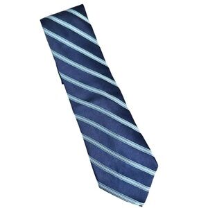DKNY- Navy Striped 100% Silk Tie